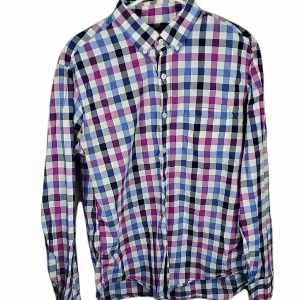 J.Crew Purple & Blue Checked Slim Fit Dress Shirt